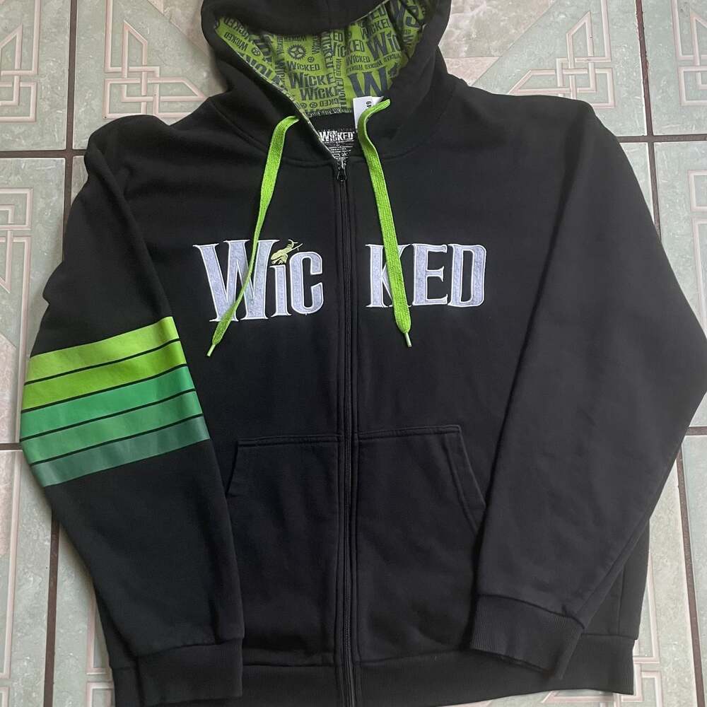 Wicked The Musical Black and Green Striped Full-Zip Hoodie